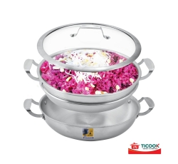 CHẢO HẤP INOX 304 BA LỚP NẮP KÍNH ĐÁY TỪ TICOOK