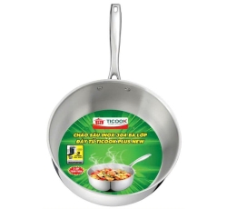 CHẢO SÂU INOX 304 BA LỚP ĐÁY TỪ TICOOK PLUS NEW