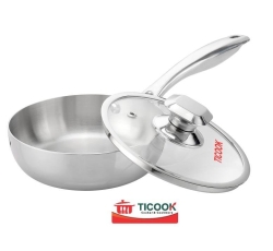 CHẢO INOX 304 BA LỚP NẮP KIẾNG ĐÁY TỪ CÁN ĐÚC MIỆNG RÓT SHMO