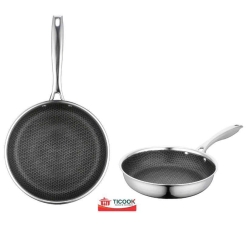 CHẢO CẠN CÁN ĐÚC INOX 304 BA LỚP VÂN ĐÁ ĐÁY TỪ TICOOK BLACKCUBE