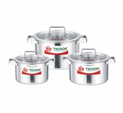 NỒI BA LỚP INOX 304 NẮP KIẾNG BẾP TỪ TICOOK NTQV